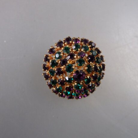 Neugablonz: Kleine gewölbte Brosche Strass um 1950 (36624)