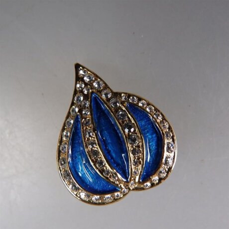 Neugablonz: Brosche blaue Emaille Strass um 1970 (36626)