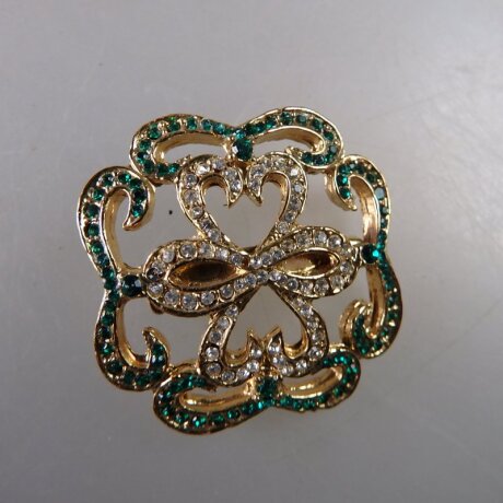 Neugablonz: Offene Brosche Strass um 1970 (36634)