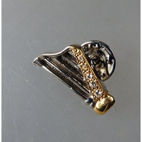 Neugablonz: Knopfloch-Brosche Harfe Strass (36475)