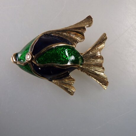 Neugablonz: Brosche Fisch Emaille Strass (36662)