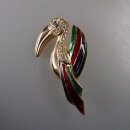 Neugablonz: Brosche Vogel Emaille Strass (36663)