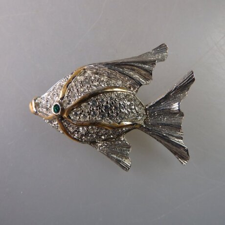 Neugablonz: Brosche Fisch Strass (36669)