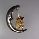 Neugablonz: Brosche Eule in Halbmond Strass (36671)