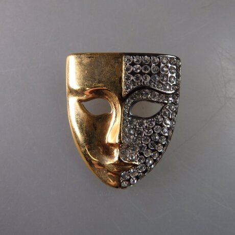 Neugablonz: Brosche Maske Strass (36673)