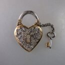 Neugablonz: Brosche Schloss mit Schlüssel Strass...
