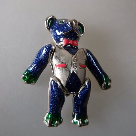 Neugablonz: Brosche Teddy Bär beweglich Emaille (36686)