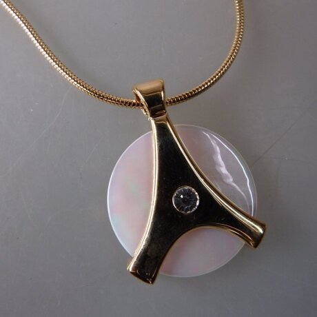 Neugablonz: Collier Perlmut brillanter Strass (36706)