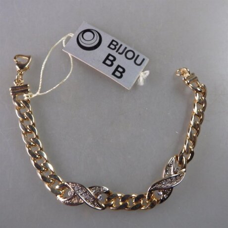 Neugablonz Marke Bijou BB: Armband vergoldet mit Strass (29855