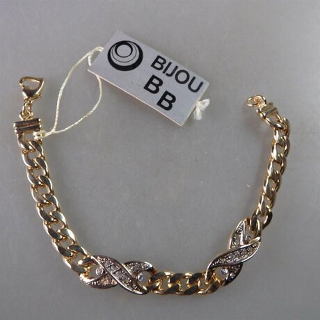 Neugablonz Marke Bijou BB: Armband vergoldet mit Strass...