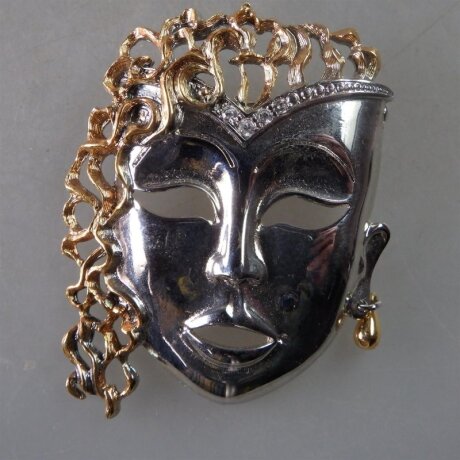Neugablonz: Brosche Maske Strass (29877)