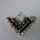 Neugablonz: Brosche Strass und Mondstein-Cabochon (35713)