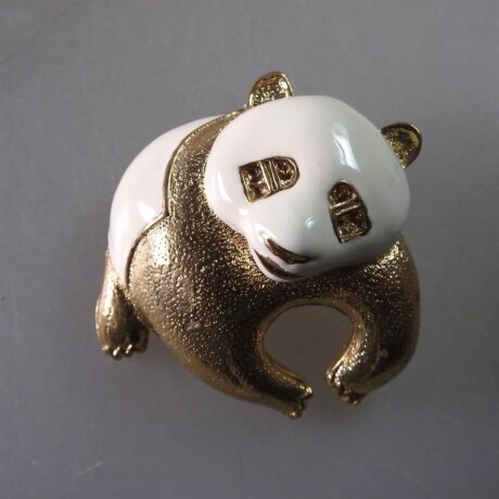 Neugablonz: Brosche Panda Bär Emaille (35716)