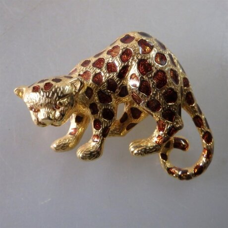 Neugablonz: Brosche Leopard Emaille Strass (35717)
