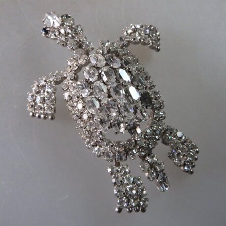 Neugablonz: Prächtige Brosche Schildkröte Strass (35721)