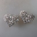 Neugablonz: Paar Ohrclips Herzen Strass um 1950 (35739)