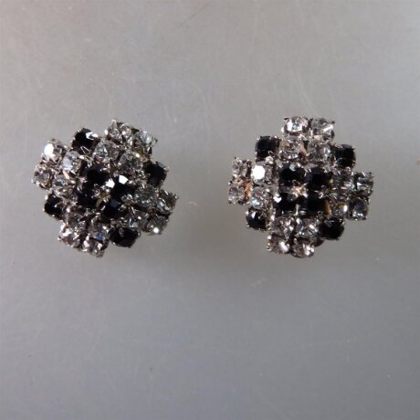 Neugablonz: Paar Ohrclips im Art Deco Stil Strass (35740)