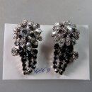 Neugablonz: Paar Ohrclips schwarzer und weisser Strass...