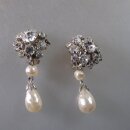 Neugablonz: Paar bewegliche Ohrclips Perlen Strass 1925...