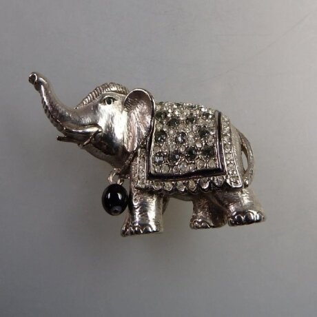 Neugablonz: Prächtige Brosche Elefant Strass (35846)