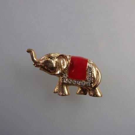Neugablonz: Brosche Elefant weinrote Emaille (35847)