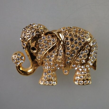 Neugablonz: Prächtige Brosche Elefant Strass (35850)
