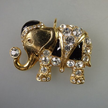 Neugablonz: Prächtige Brosche/Anhänger Elefant (35851)