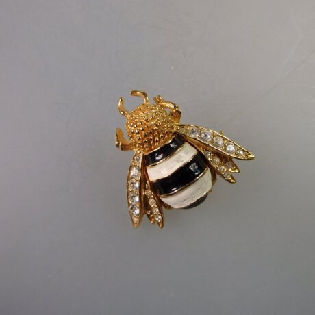 Neugablonz: Brosche Insekt - Motte Emaille Strass (35860)