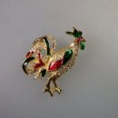 Neugablonz: Brosche Hahn Emaille Strass (35861)