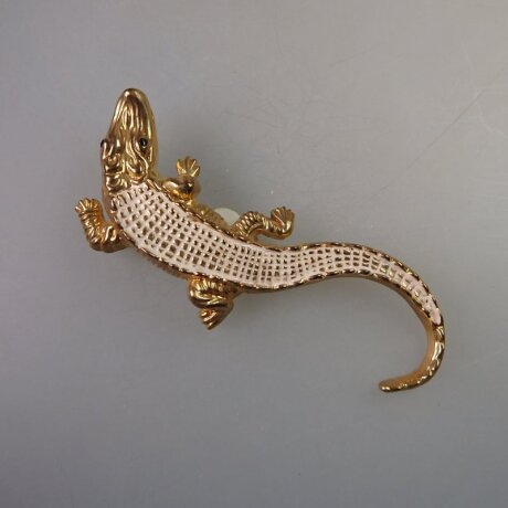 Neugablonz: Brosche Krokodil Emaille (35863)