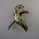 Neugablonz: Brosche fliegender Vogel Emaille Strass (35870)