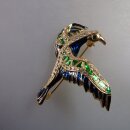 Neugablonz: Brosche fliegender Vogel Emaille Strass (35870)