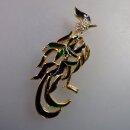 Neugablonz: Brosche Paradiesvogel Emaille Strass (35876)