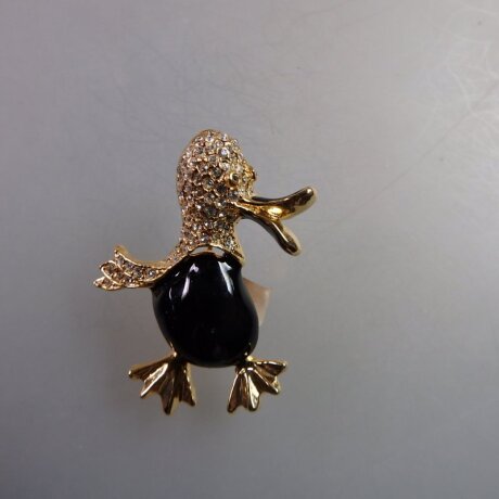 Neugablonz: Brosche Ente Emaille Strass (35881)