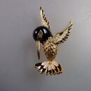 Neugablonz: Brosche fliegender Vogel Emaille Strass (35882)