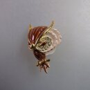 Neugablonz: Brosche Eule bzw. Uhu Emaille Strass (35884)