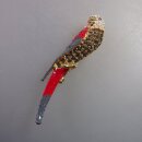 Neugablonz: Brosche Papagei Perlen Emaille Strass (35888)