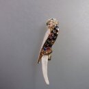 Neugablonz: Brosche Papagei Perlen Emaille Strass (35889)