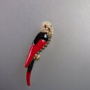 Neugablonz: Brosche Papagei Perlen Emaille Strass (35892)