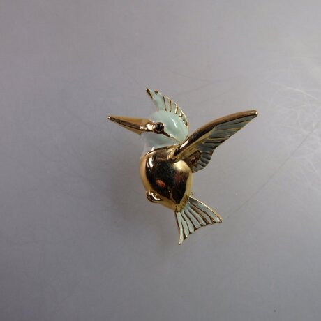 Neugablonz: Brosche fliegender Vogel Emaille (35894)