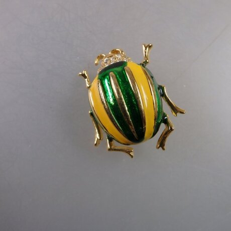 Neugablonz: Brosche Käfer Emaille Strass (35917)