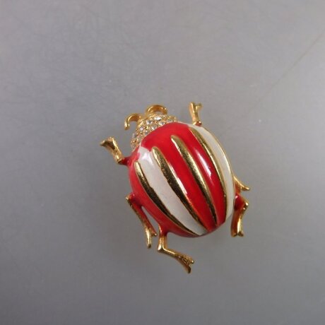 Neugablonz: Brosche Käfer Emaille Strass (35919)