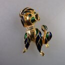 Neugablonz: Prächtige Brosche Hund (35929)