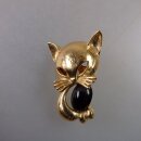 Neugablonz: Brosche Katze Onyx-Cabochon (35931)