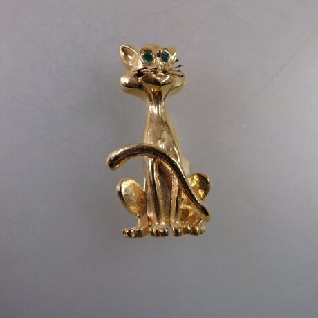 Neugablonz: Brosche sitzende Katze (35932)
