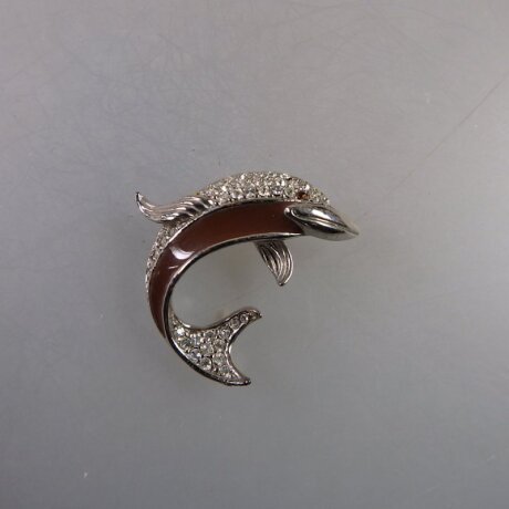 Neugablonz: Brosche Delphin Emaille Strass (35935)