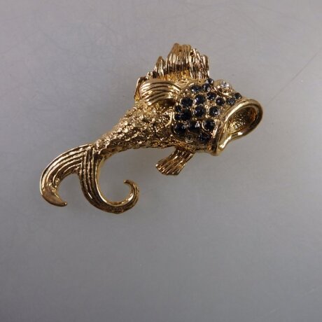 Neugablonz: Brosche Fisch Strass (35937)