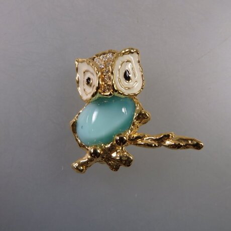 Neugablonz: Brosche Eule bzw. Uhu Opal (35966)