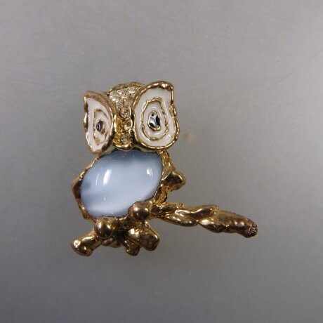 Neugablonz: Brosche Eule bzw. Uhu Opal (35967)