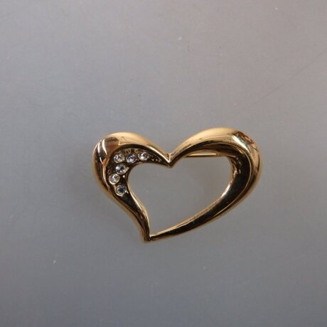 Neugablonz: Brosche Herz mit Strass (35982)